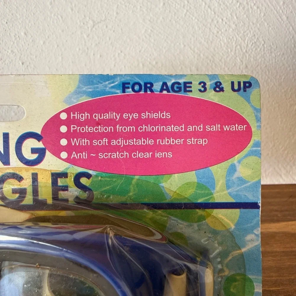 Retro Kids Swimming Goggles Blue Ages 3 Plus New Old Stock